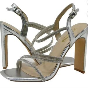 BRAND X2B WOMEN'S ALLYY-5N EMBELLISHED OPEN TOE BLOCK HEEL SANDALS